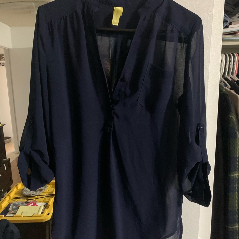 Navy sheer blouse